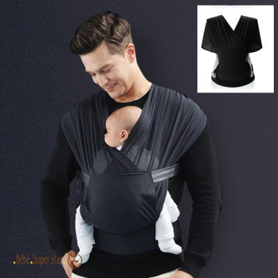Porte bebe ergonomique echarpe noir - bebesuperstar - echarpe de portage bébé