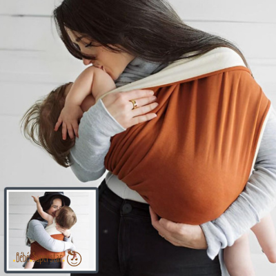 echarpe de portage pour bébé - Porte bebe echarpe  orange beige