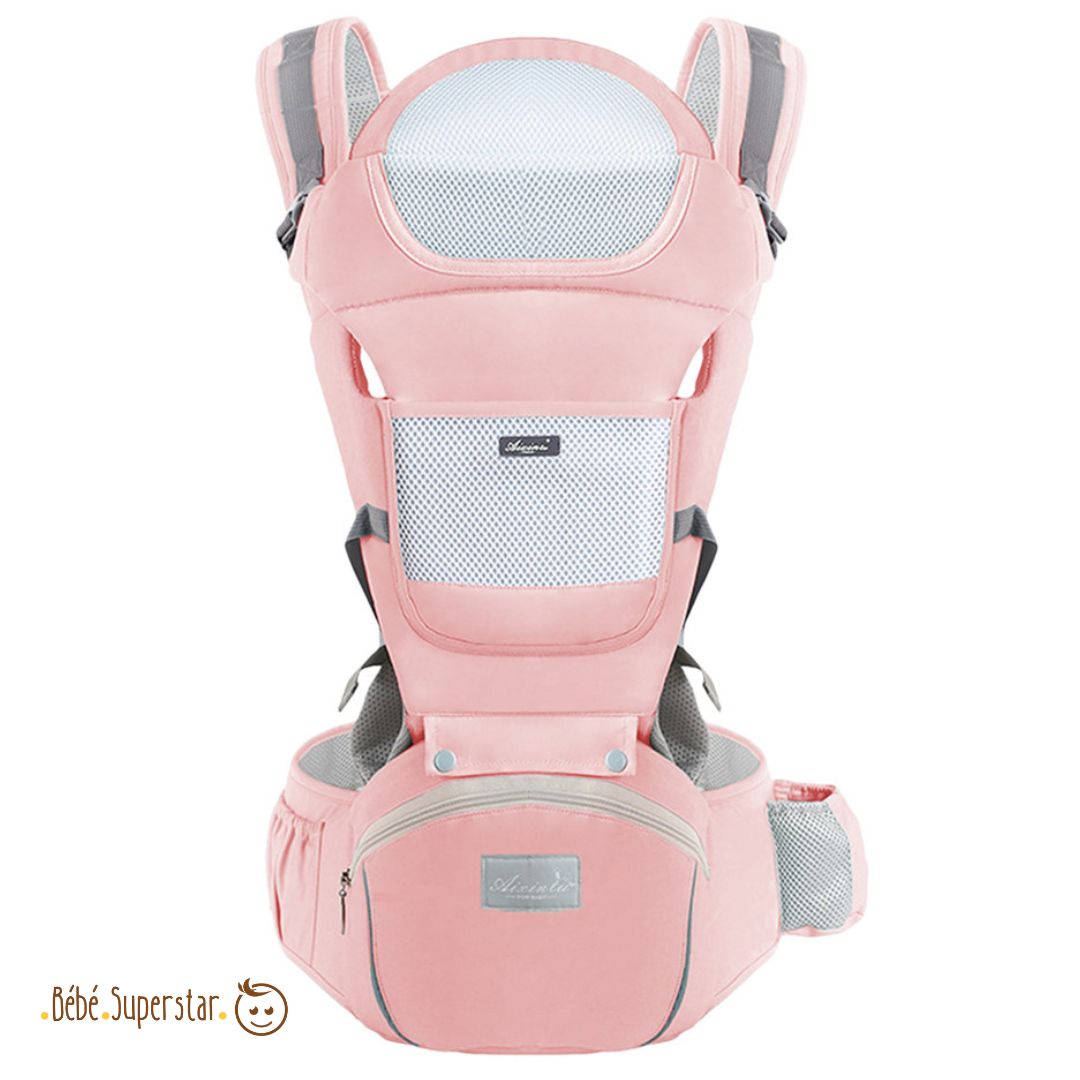 porte bebe ergonomique kangourou 2 en 1 rose
