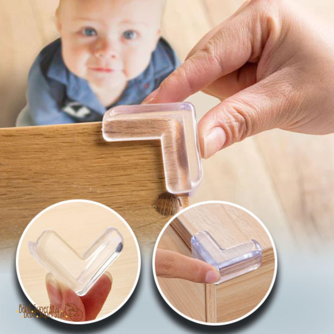 protection coin  de table en angle droit transparant