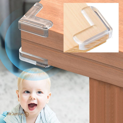 protection coin de table en L transparant - bébé superstar