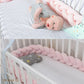 tresse de lit bébé rose - tour de lit tressé - pare choc de lit