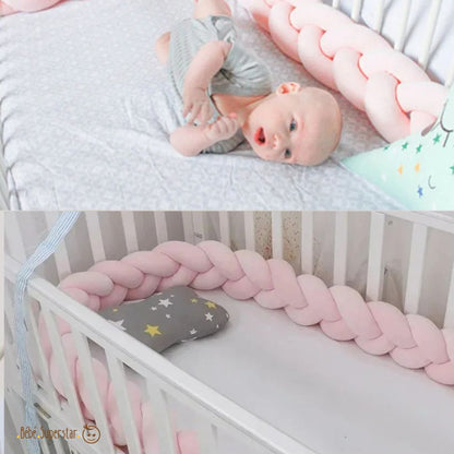 tresse de lit bébé rose - tour de lit tressé 